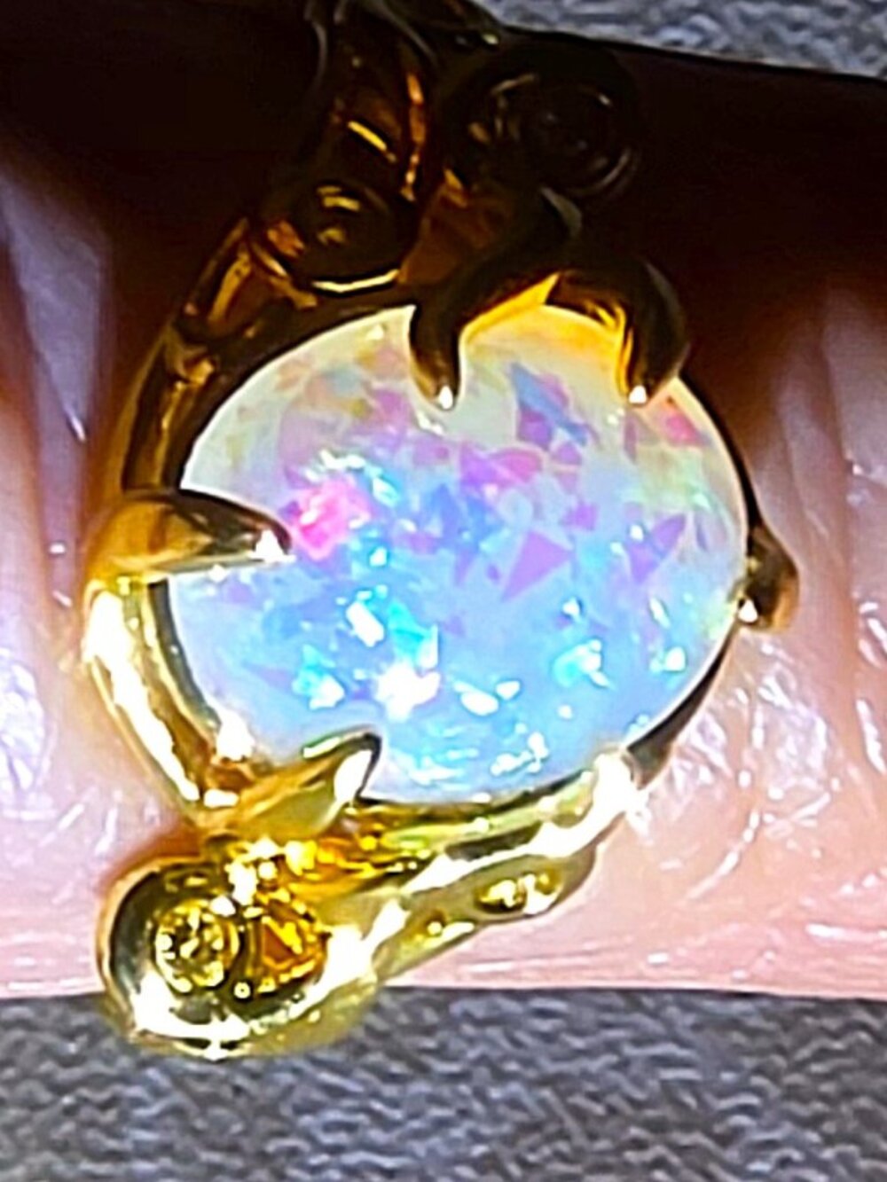 Beautiful Large Opel Ring Size 7